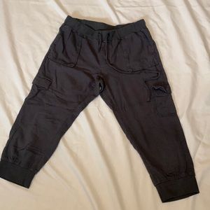 Women’s Caslon Dark Grey Linen Jogger Capri Pants Size M